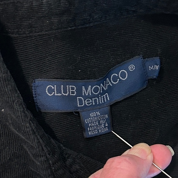 Club Monaco Denim Black Shirt Soft Fine Corduroy Size Medium Snaps Vintage - Picture 9 of 10